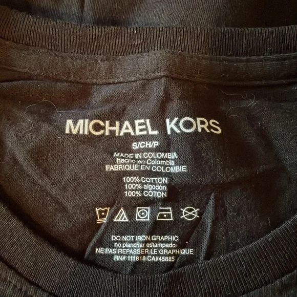 NWT Michael Kors Black & Blue Short Sleeve Tee.  Size Small - Picture 3 of 5